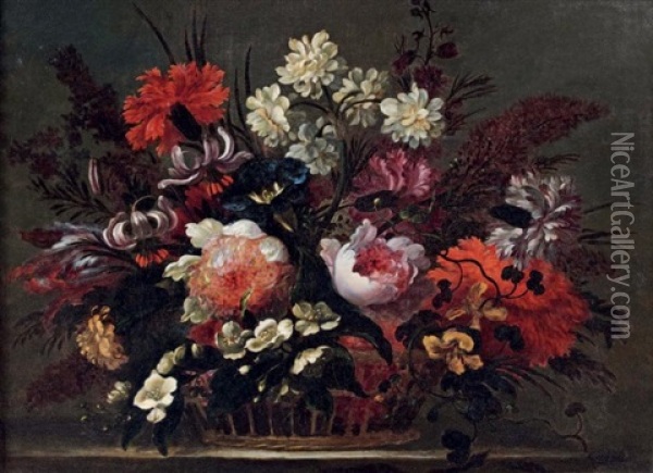 Corbeille De Fleurs Oil Painting - Nicolas Baudesson