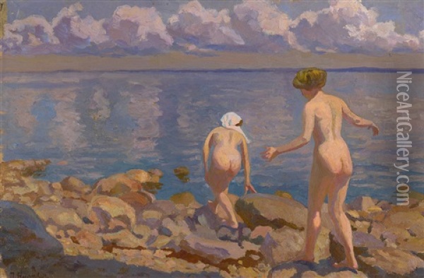 Bathers Oil Painting - Peter Alexanrovitch (Pierre) Nilouss
