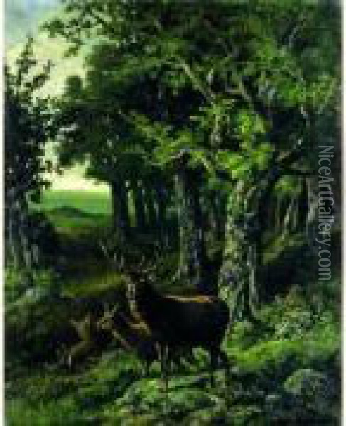 Le Cerf Oil Painting - Charles Ferdinand Ceramano
