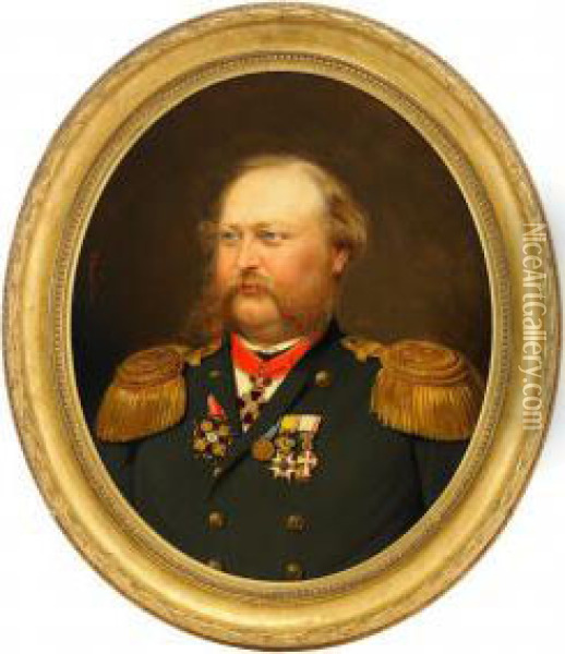 Portrait Of Leonard Jagerschjold Oil Painting - Bernhard Reinhold