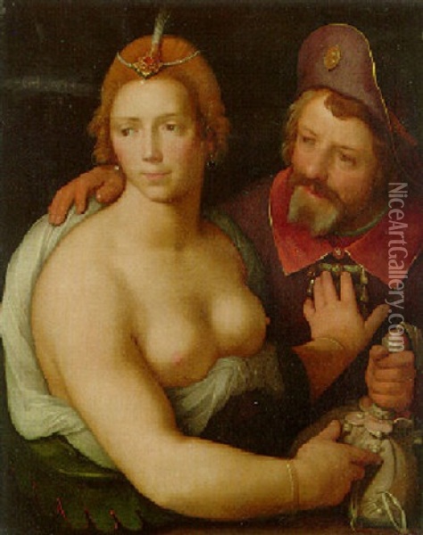Unequal Love Oil Painting - Cornelis Cornelisz Van Haarlem