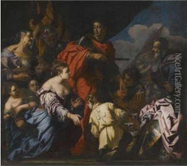 The Family Of Darius Before Alexander Oil Painting - Antonio Zanchi