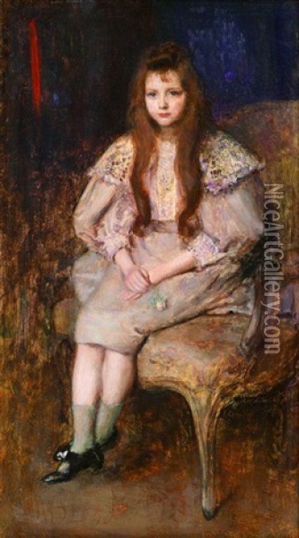 Jeune Fille Assise Oil Painting - Louis Picard