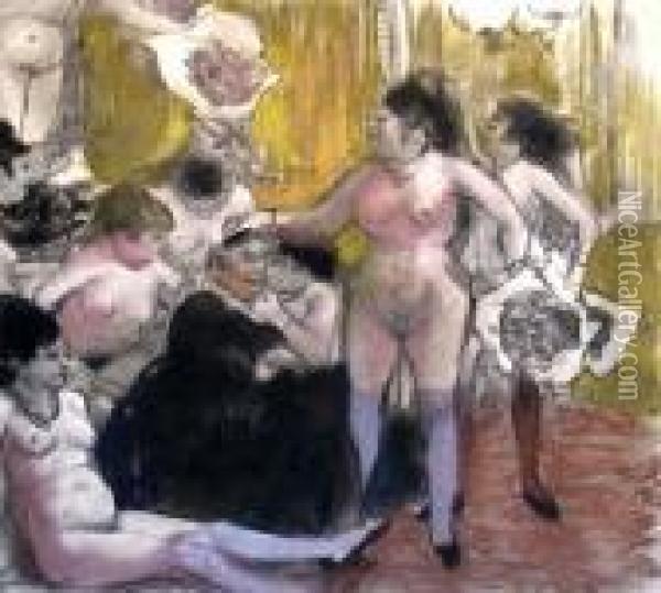 La Fete De La Patronne Oil Painting - Edgar Degas