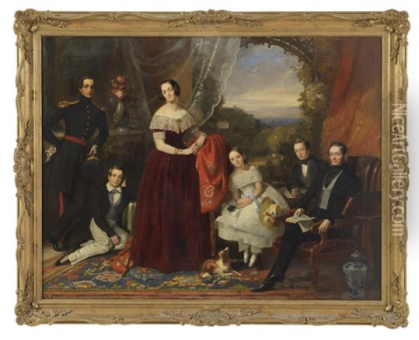 Portrait Of A Distinguished Family Of Means Oil Painting - William Riviere