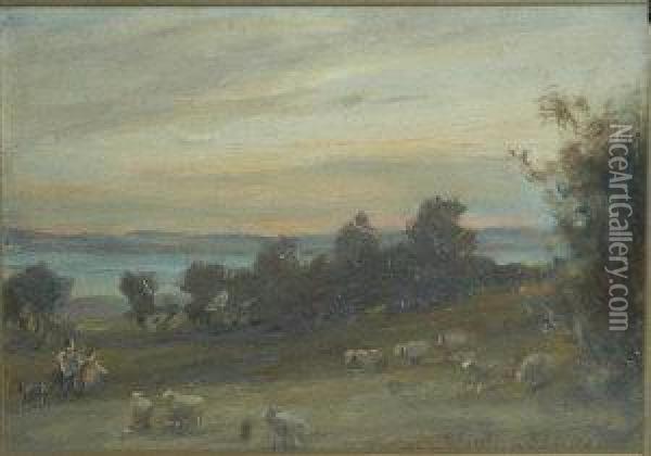 Shepherds On A Hillside Oil Painting - Hector Chalmers