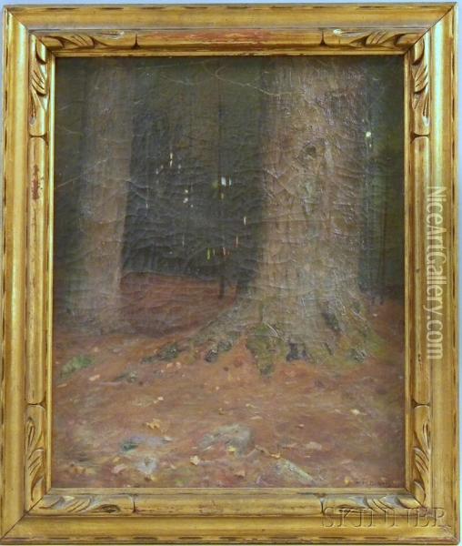 Woodland View Oil Painting - Hippolyte Henri P. Dubois