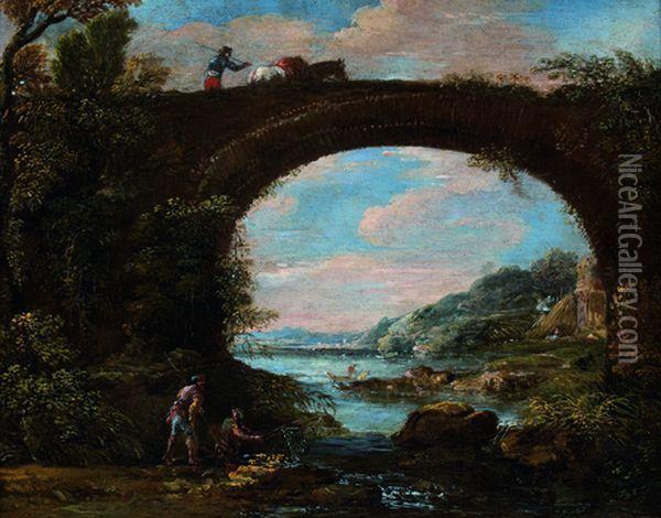 Pecheurs Et Bergers Pres D'un Pont Oil Painting - Francois de Nome (Monsu, Desiderio)