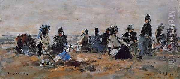 Beach Scene at Trouville, Evening Oil Painting - Eugene Boudin