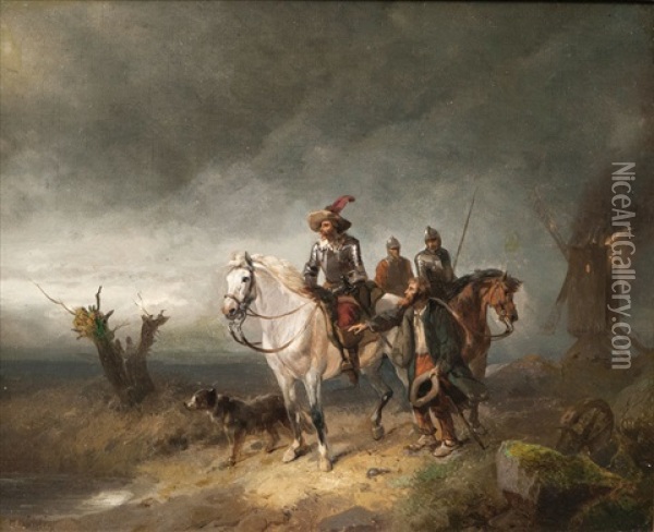 Spies On Horseback In The Thirty Years War Oil Painting - Meno Muehlig