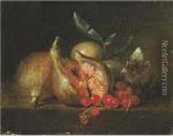 Still Life With Figs And Red Currants Oil Painting - Jean-Baptiste Oudry
