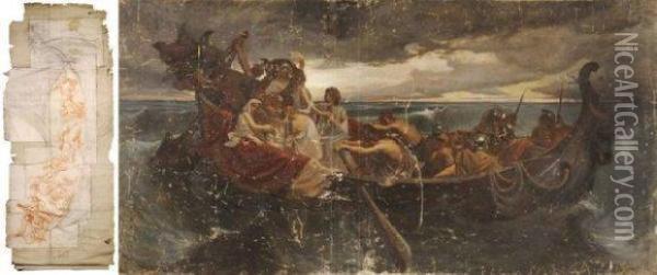 Le Tribut D'athenes Au Minotaure Oil Painting - Louis Appian