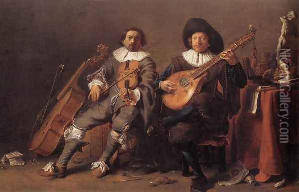 The Duet c. 1635 Oil Painting - Cornelis Saftleven