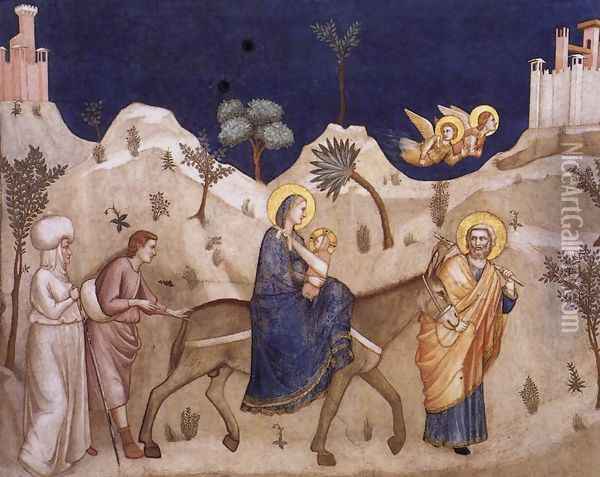 The Flight into Egypt 1310s Oil Painting - Giotto Di Bondone