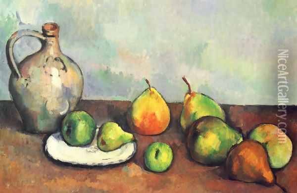 Still life, jug and fruits Oil Painting - Paul Cezanne