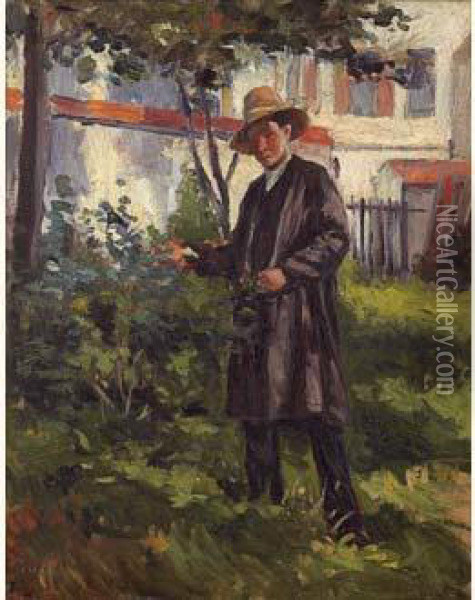 Le Petit Jardinier Vers 1878-1880 Oil Painting - Maximilien Luce