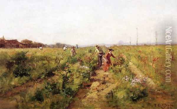 In the Berry Field Oil Painting - Theodore Clement Steele