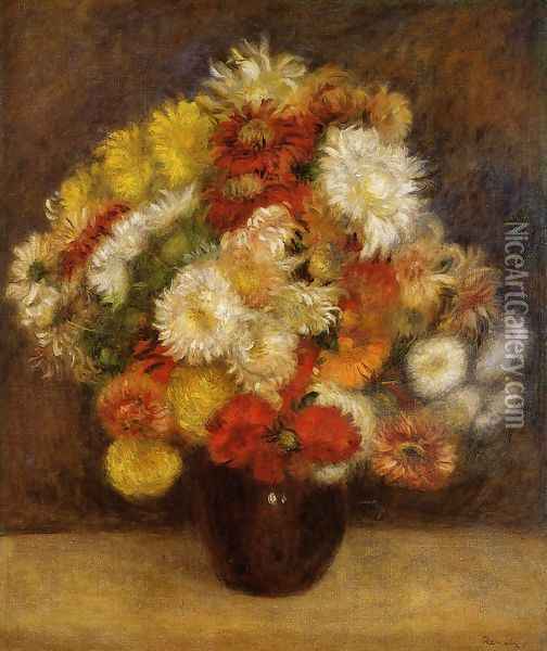 Bouquet Of Chrysanthemums Oil Painting - Pierre Auguste Renoir