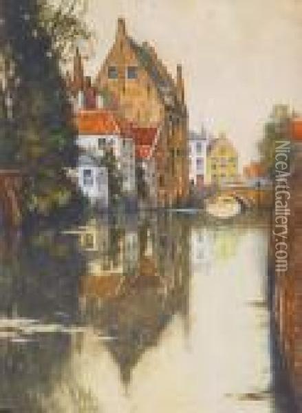 Zicht Aan De Gouden Handrei Te Brugge Oil Painting - Hendrick, Henri Cassiers