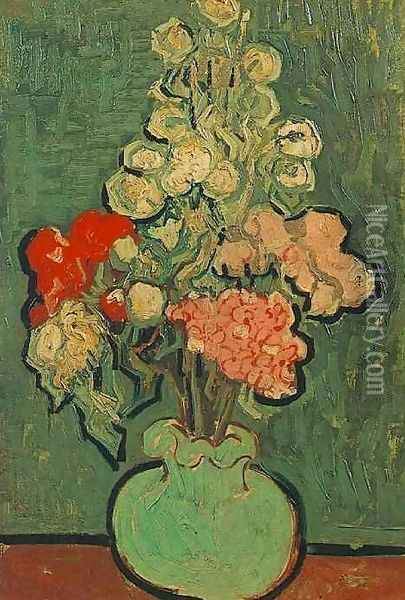 Vase With Rose Mallows Oil Painting - Vincent Van Gogh