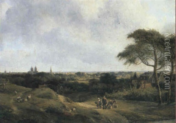 Blick Von Einer Anhohe Auf Kleve Oil Painting - Pieter Lodewijk Francisco Kluyver