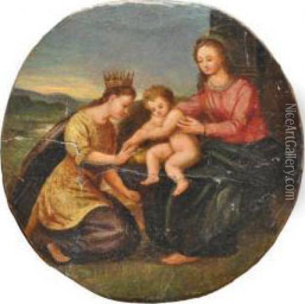 Le Mariage Mystique De Sainte-catherine Marbre Diametre Oil Painting - Jacques De Stella