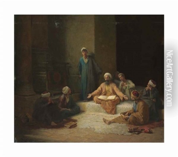 The Koran School Oil Painting - Ludwig Deutsch
