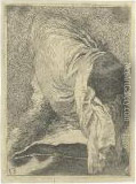 Turco Visto Di Spalle. Oil Painting - Giovanni Domenico Tiepolo