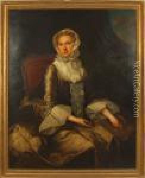 Three Quarter Lengthportrait Of Lady Charlotte Finch Oil Painting - William Hogarth
