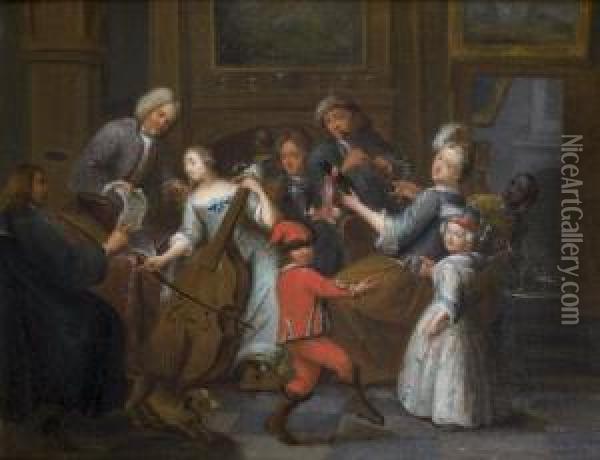 Le Concert Familial Oil Painting - Josef Frans Nollekens
