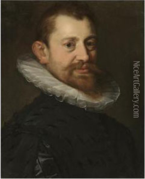 Portrait Of A Gentleman, Bust Length Oil Painting - Hans Von Aachen
