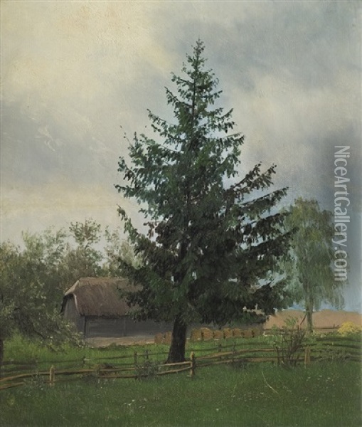 Spruce Oil Painting - Ferdynand Ruszczyc