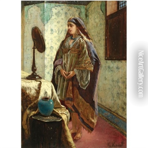 Odalisque In Her Boudoir Oil Painting - Rudolf Ernst