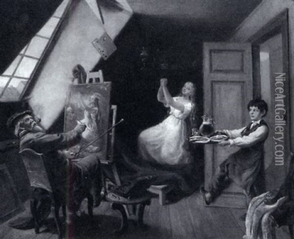 Im Malertelier Oil Painting - Wilhelm Von Breitschwert