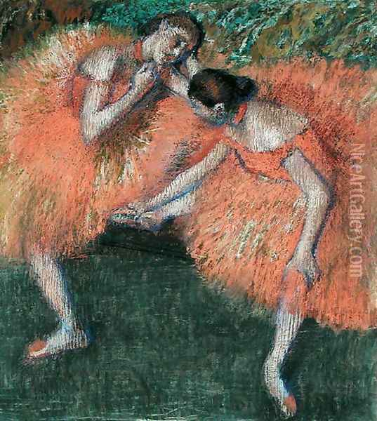 Two Dancers, c.1898 Oil Painting - Edgar Degas