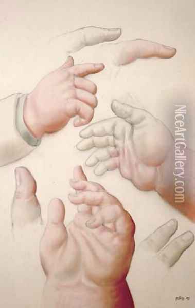 Hands Manos Oil Painting - Fernando Botero