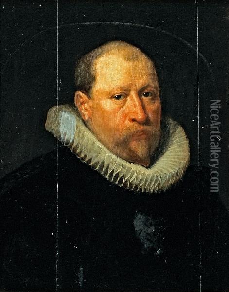 A Portrait Of A Gentleman Oil Painting - Jan Anthonisz Van Ravesteyn