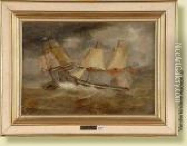 Combat Naval Entre Francais Etanglais Oil Painting - James Ensor
