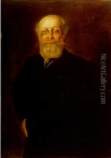 Portrait Of A Bearded Gentleman Wearing A Pince-nez Oil Painting - Franz Seraph von Lenbach