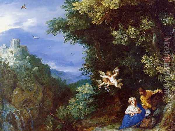 The Rest on the Flight to Egypt Oil Painting - Jan The Elder Brueghel