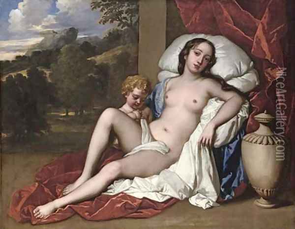 Portrait of a young woman and child, as Venus and Cupid Oil Painting - Sir Peter Lely