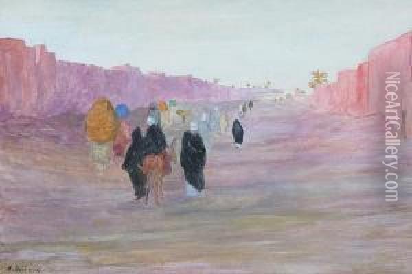 North African Street Scene Oil Painting - Helen Russell Wilson