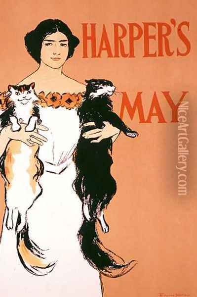Reproduction of a poster advertising the May Issue of Harpers Magazine, 1897 Oil Painting - Edward Penfield