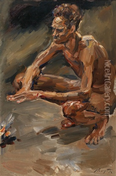 Crouching Somali Oil Painting - Max Slevogt