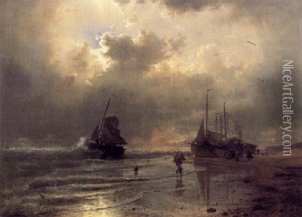 An Der Nordsee Oil Painting - Andreas Achenbach
