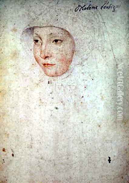 Anne de la Queille (1495-1545), femme de Jean Stuart, comte d'Aubigny, c.1530 Oil Painting - (studio of) Clouet