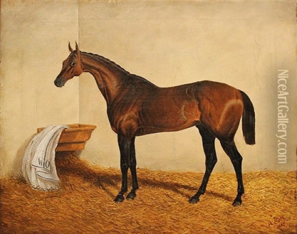 A Horse In A Stall Oil Painting - Harry Hall