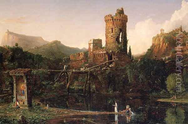Landscape Composition, Italian Scenery Oil Painting - Thomas Cole