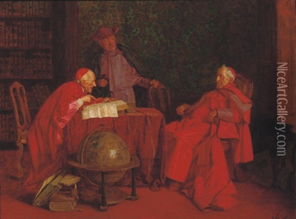 Conversing Cardinals Oil Painting - Wilhelm Loewith