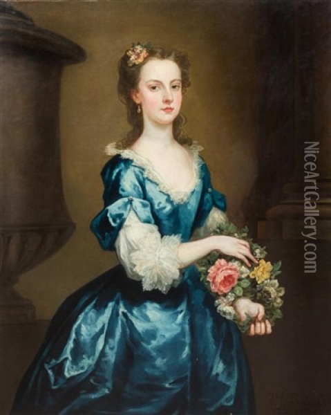 Portrait Of A Lady, 1735 Oil Painting - John Vanderbank the Younger